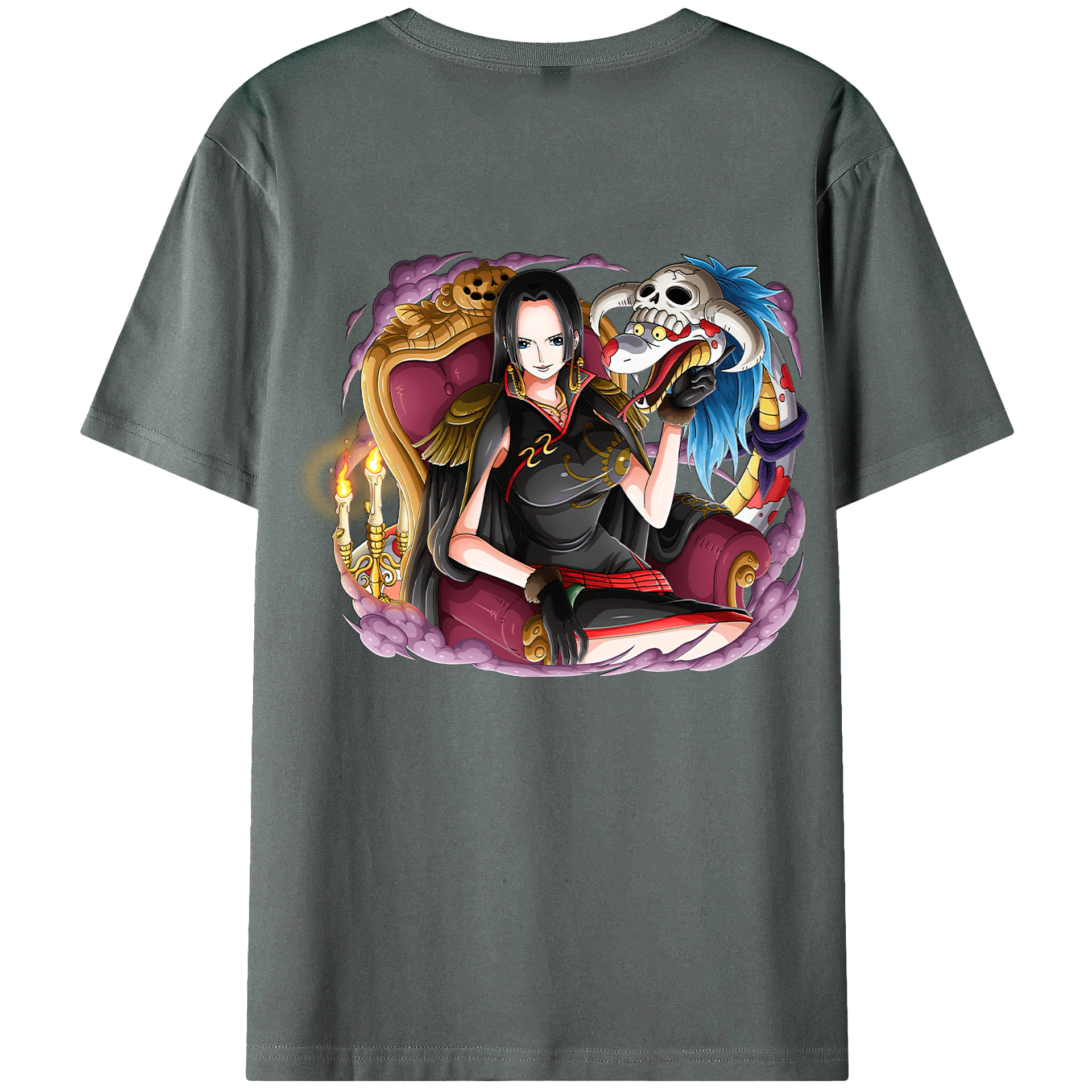 ワンピース ボア・ハンコック ONE PIECE Boa·Hancock 綿100％ メンズ半袖Tシャツ（バックプリント） 通気性